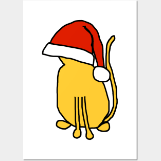 Yellow Cat in an Oversized Santa Hat Because Christmas Posters and Art